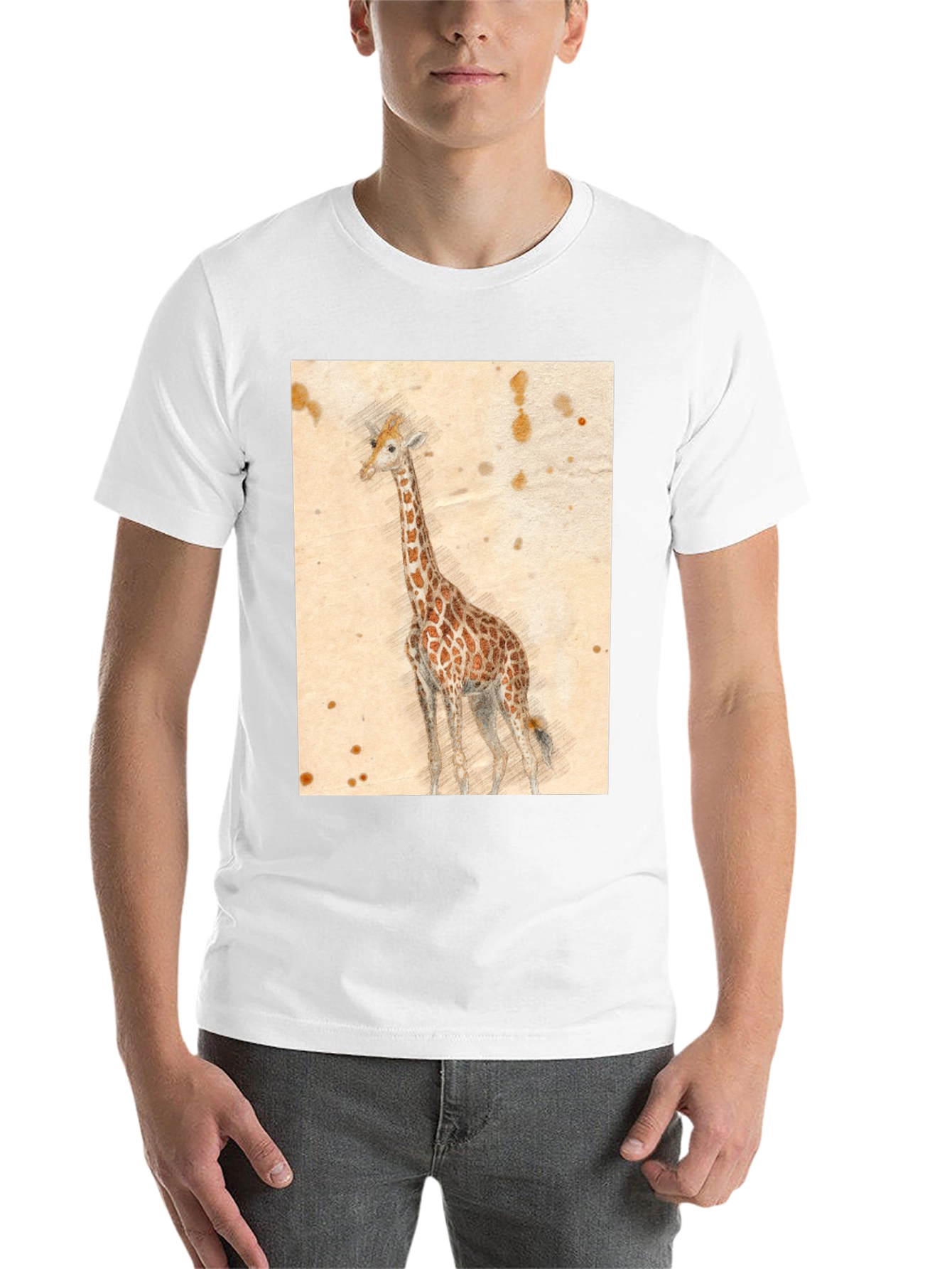 Black Giraffe Sketch T-Shirt - Unique Graphic Tee view 14