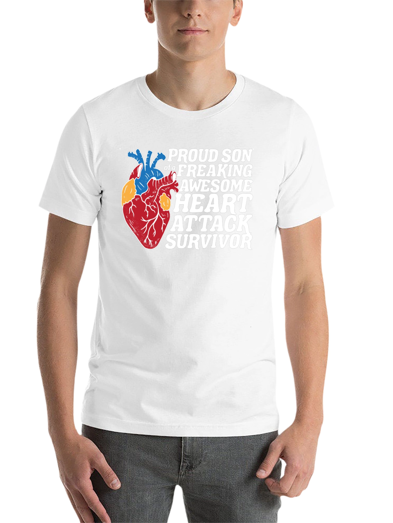 Black Proud Son Heart Attack Survivor Graphic Tee view 14