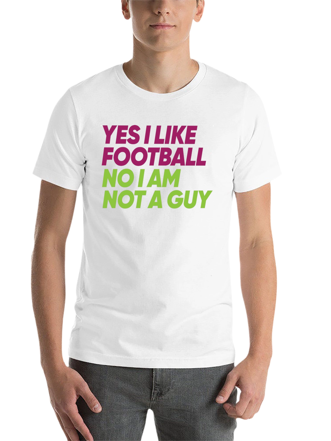 Black Funny Football Fan T-Shirt - Yes I Like Football, No I am Not A Guy view 14