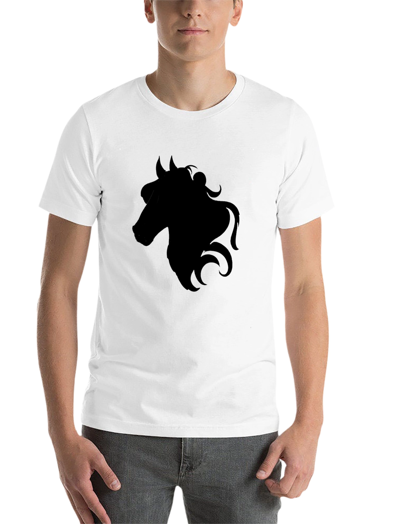 Black Black Horse Silhouette Graphic Tee - Men's Casual T-Shirt view 14