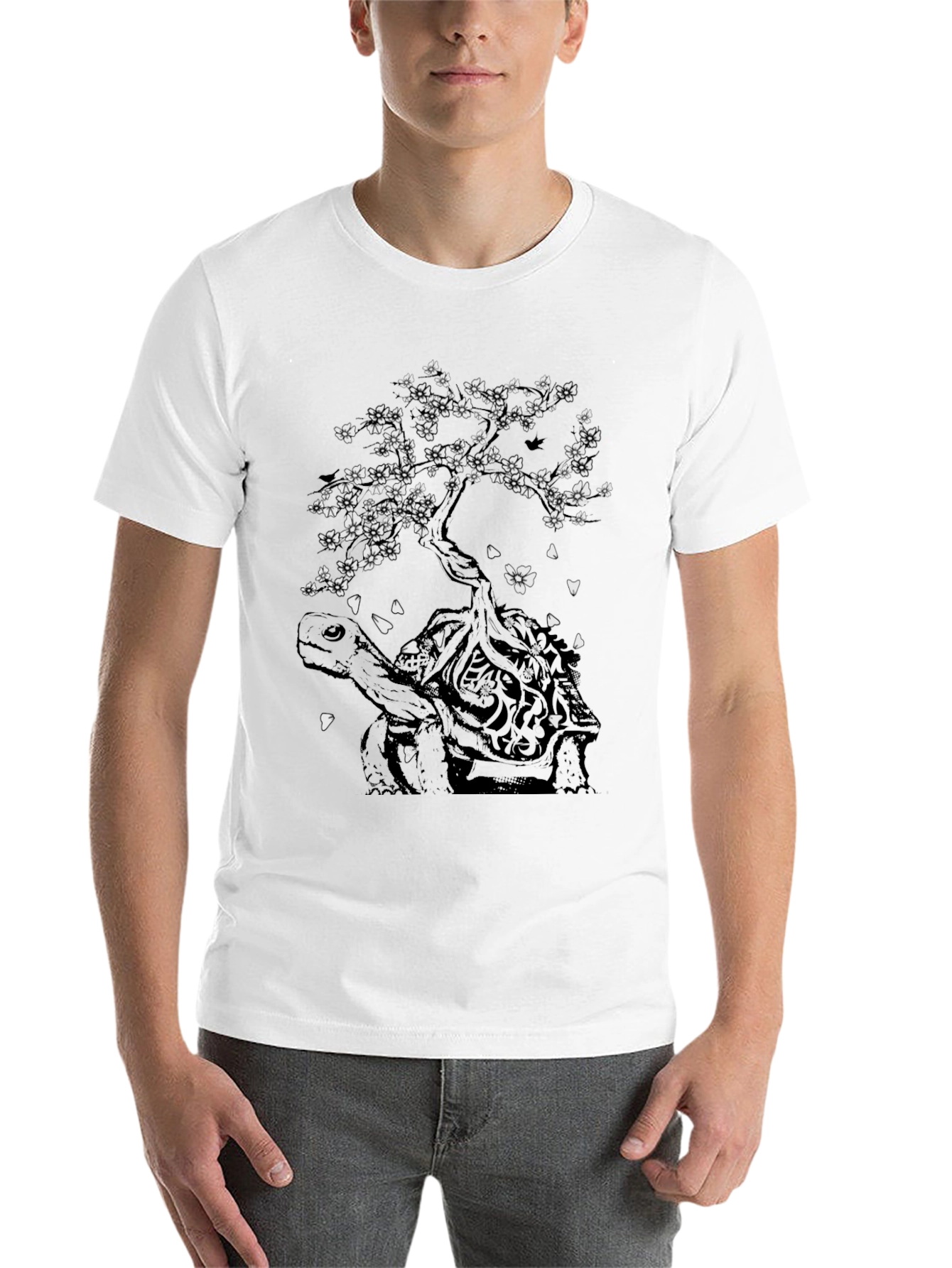 Black Turtle & Tree Graphic Tee - Nature Inspired Style view 14
