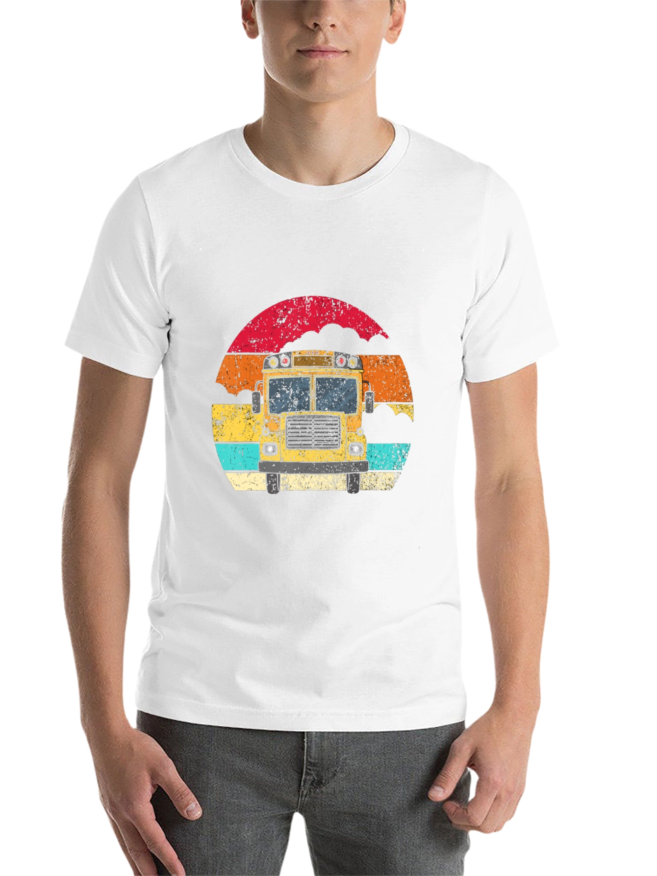 Black Retro School Bus Graphic Tee - Vintage Style T-Shirt view 14