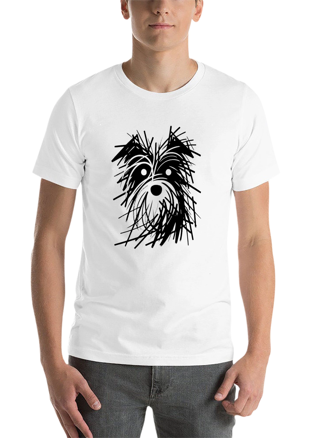 Black Dog Sketch Graphic Black T-Shirt view 14