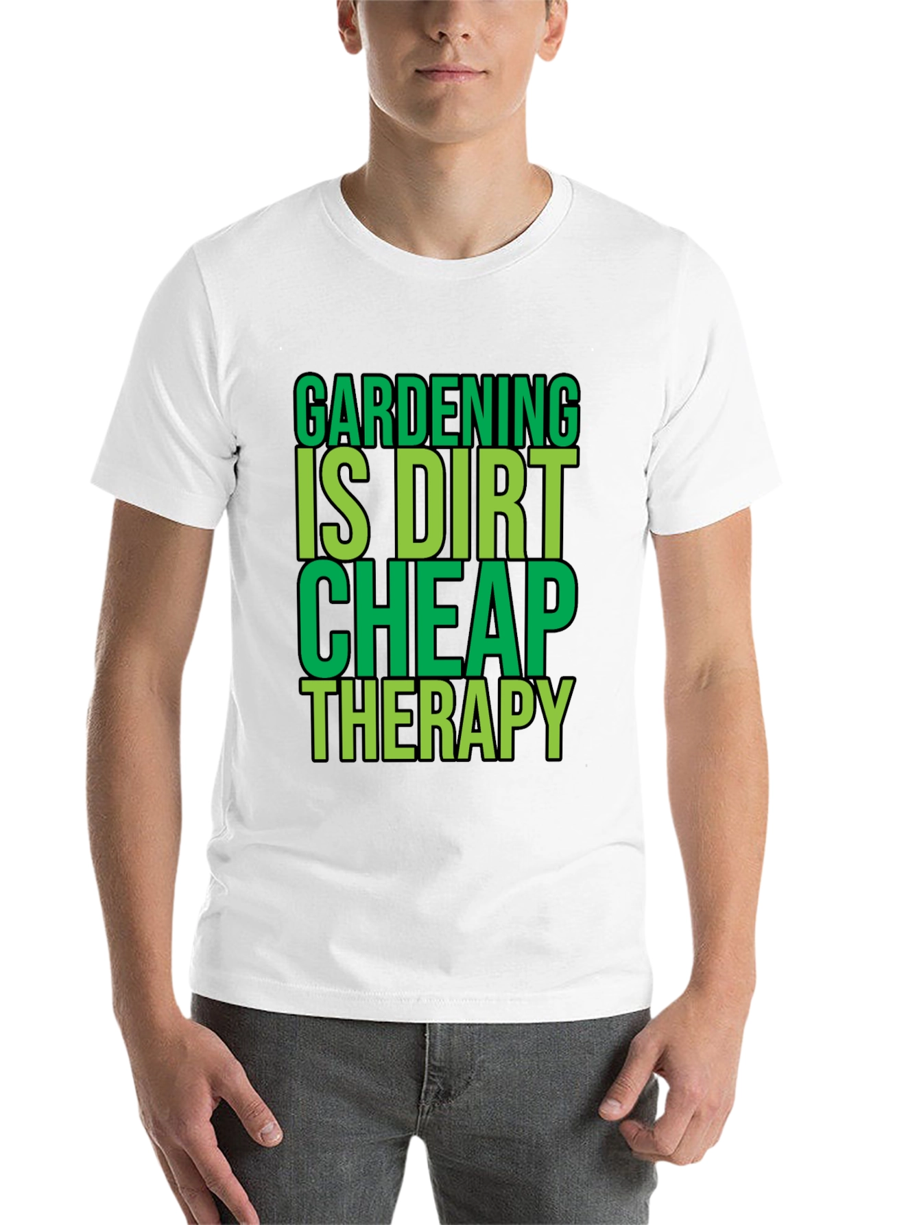 Black Gardening is Dirt Cheap Therapy Black T-Shirt view 14