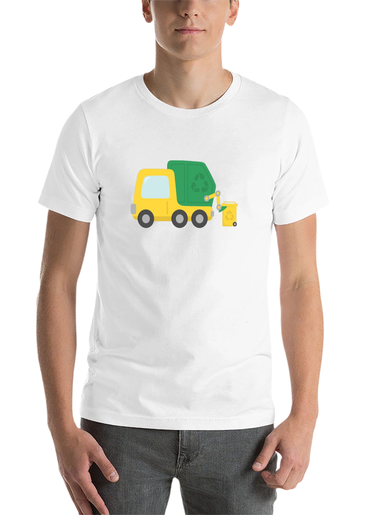 Black Garbage Truck Cartoon Black T-Shirt view 14