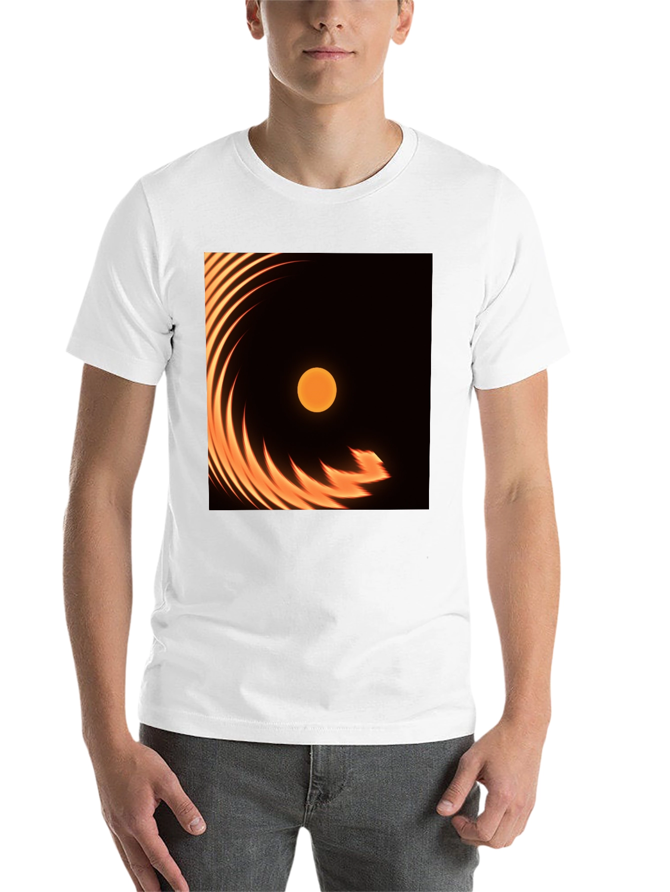 Black Fiery Sun Graphic Tee - Black Cotton Blend view 14