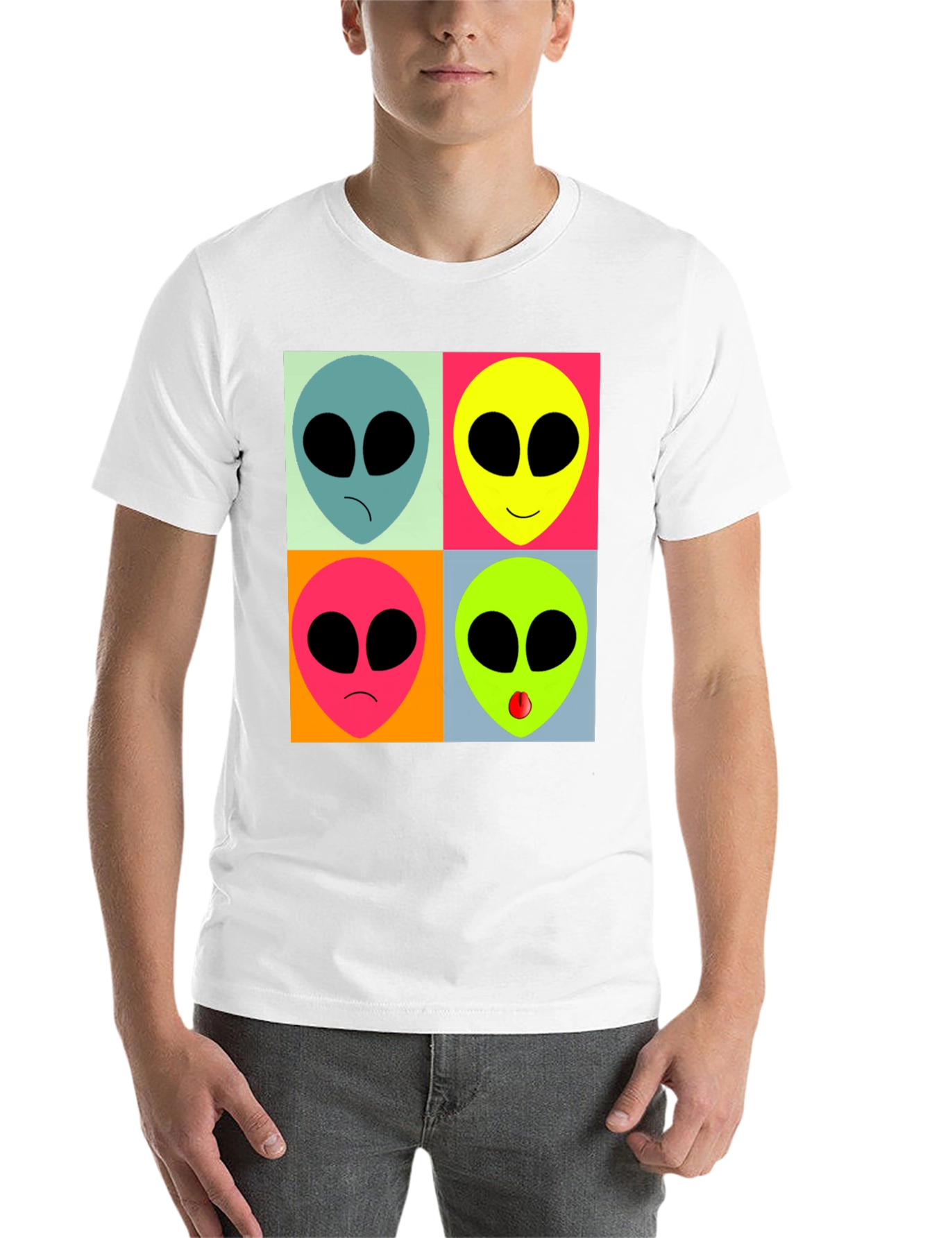 Black Retro Alien Pop Art T-Shirt - Black Graphic Tee view 14