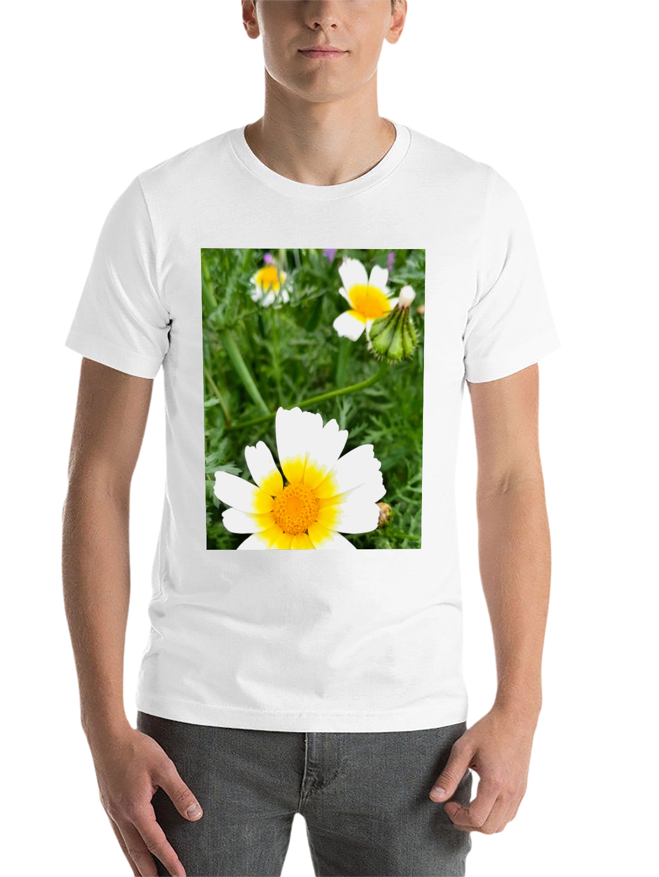 Black Daisy Flower Graphic T-Shirt - Casual Black Tee view 14