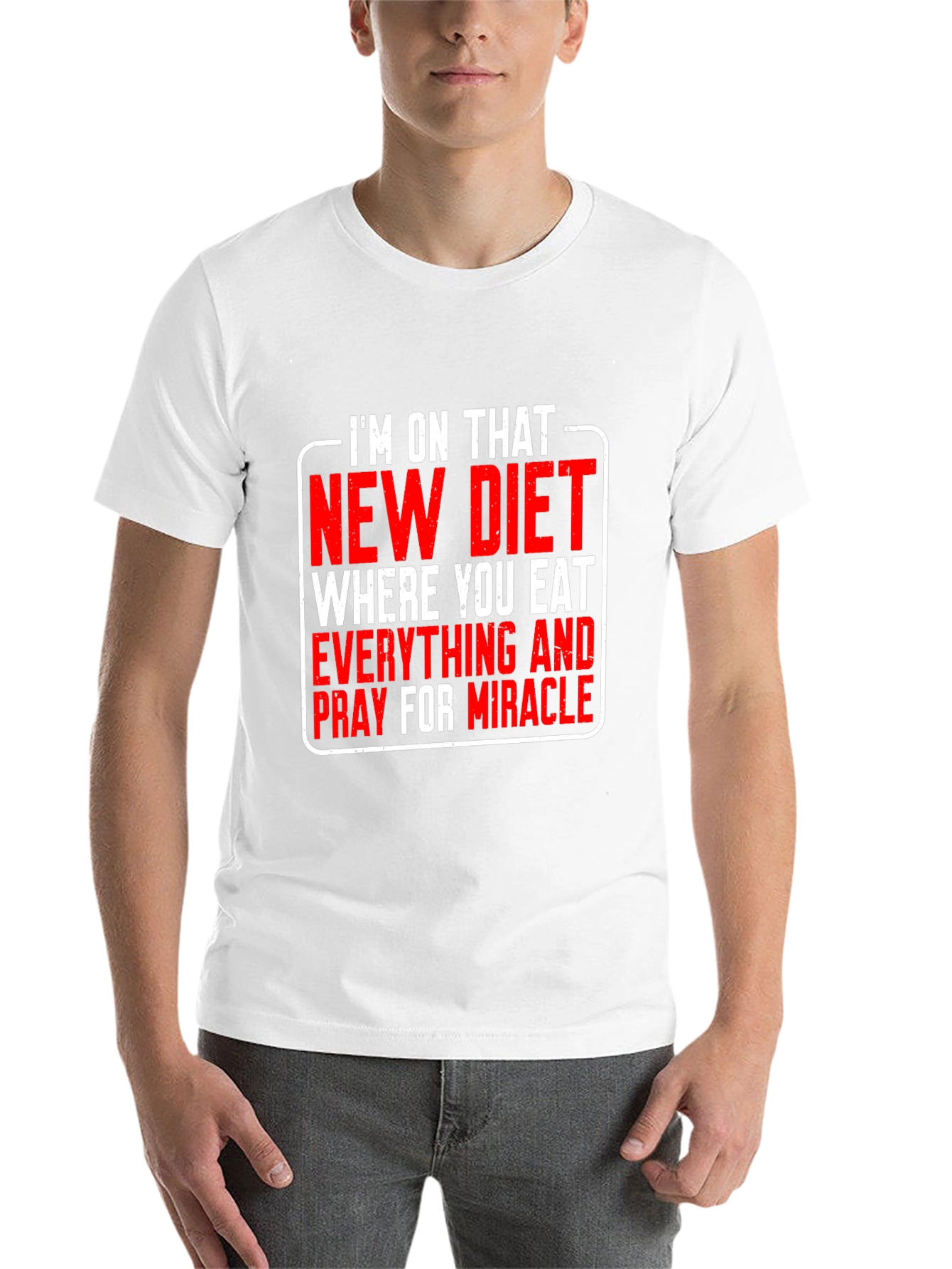 Black Funny Diet T-Shirt: Eat Everything & Pray view 14