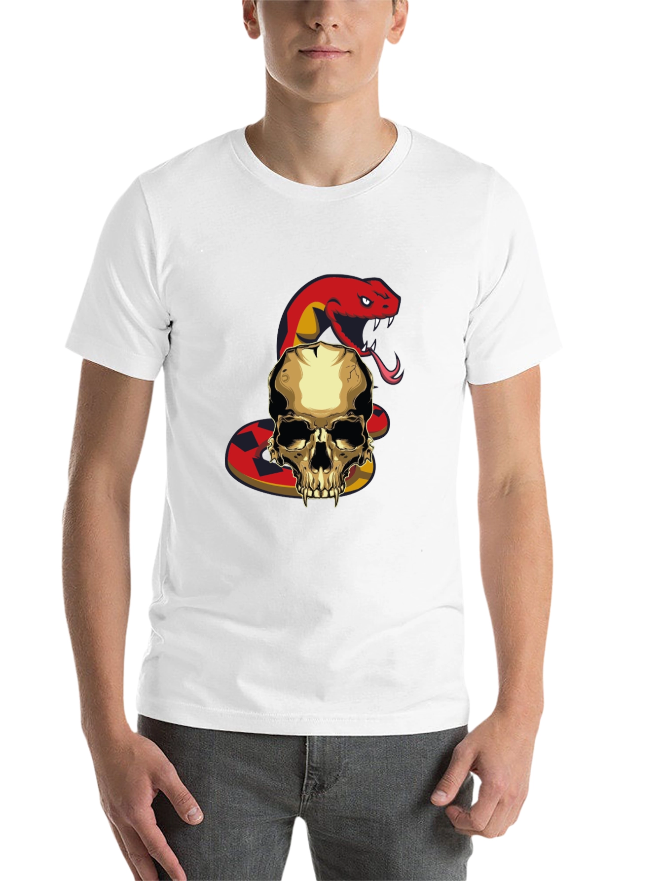 Black Skull and Snake Graphic T-Shirt view 14