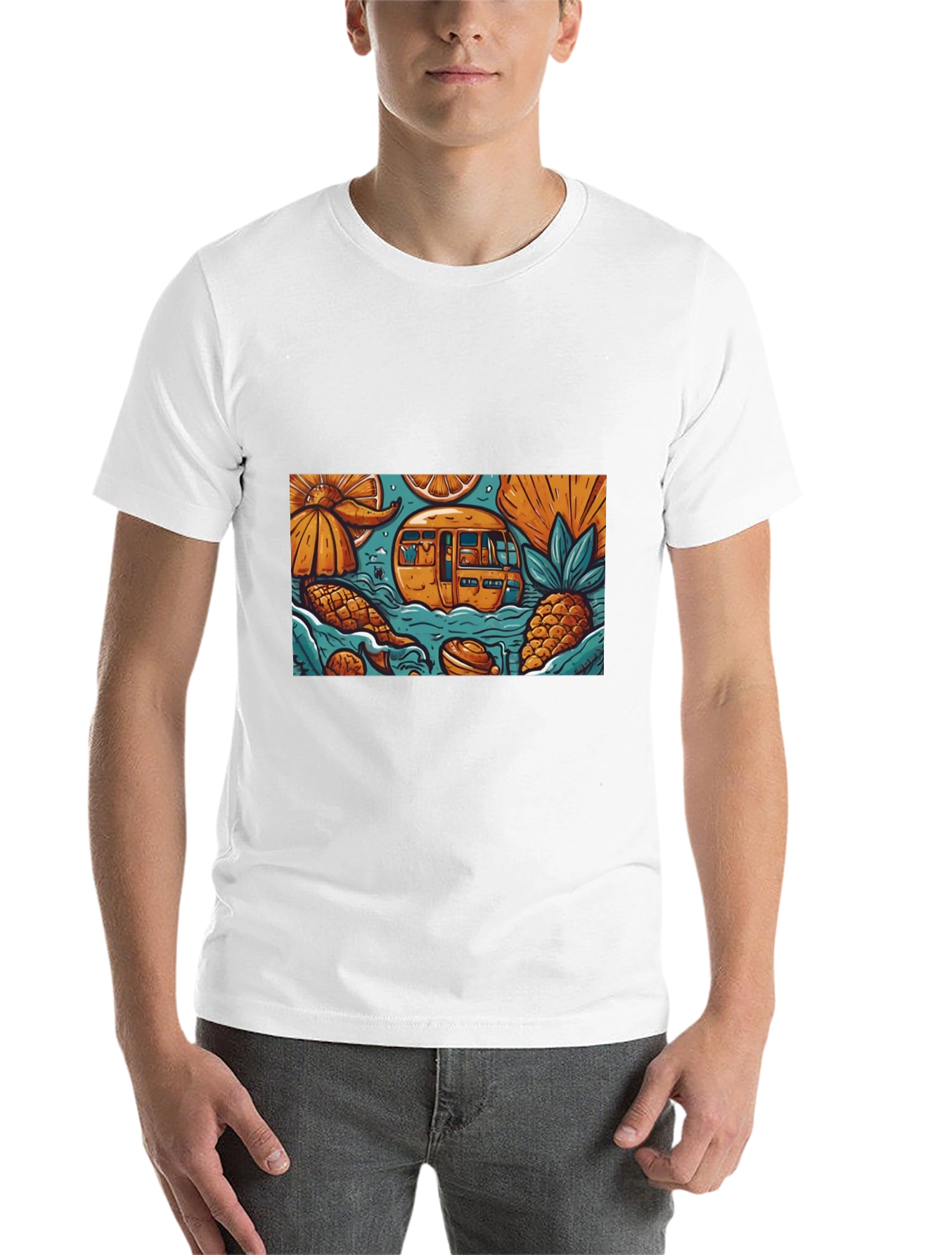 Black Tropical Island Adventure T-Shirt view 14