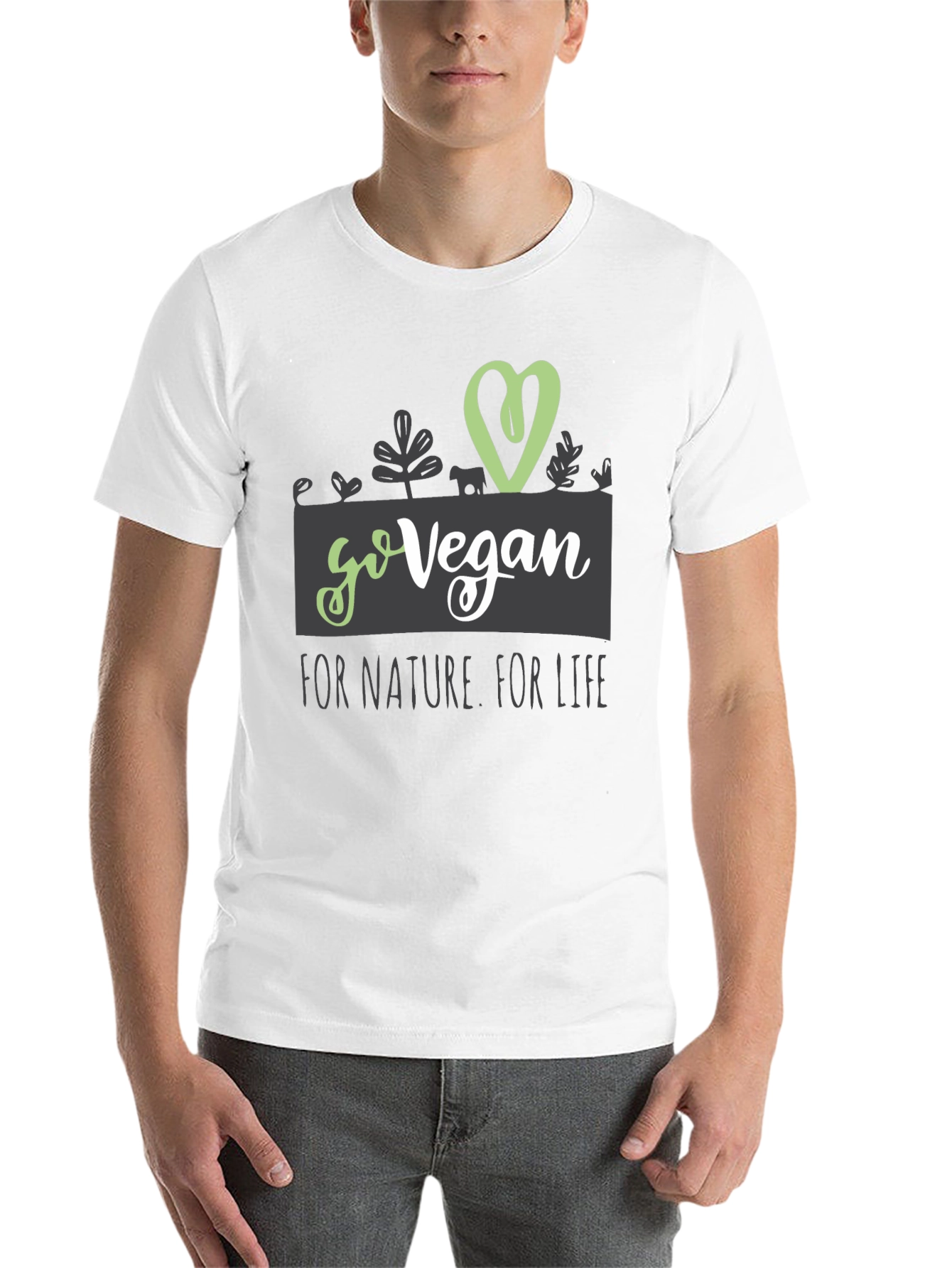 Black Go Vegan T-Shirt - For Nature, For Life - Animal Lover view 14