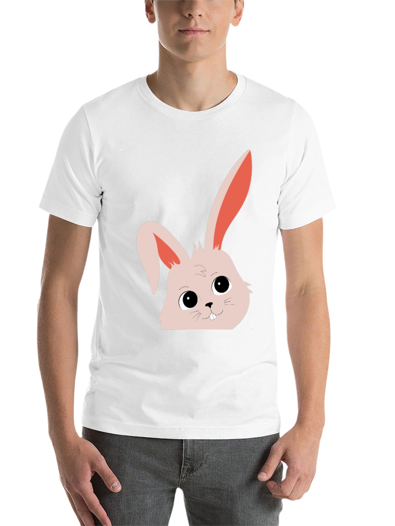 Black Cute Bunny Graphic Tee - Black Cotton Blend view 14