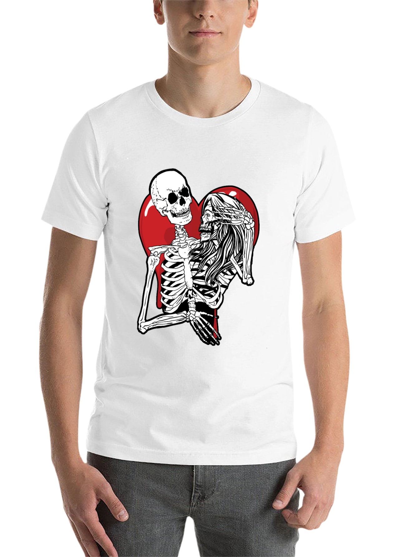 Black Skeleton Love Black T-Shirt - Unique Graphic Tee view 14