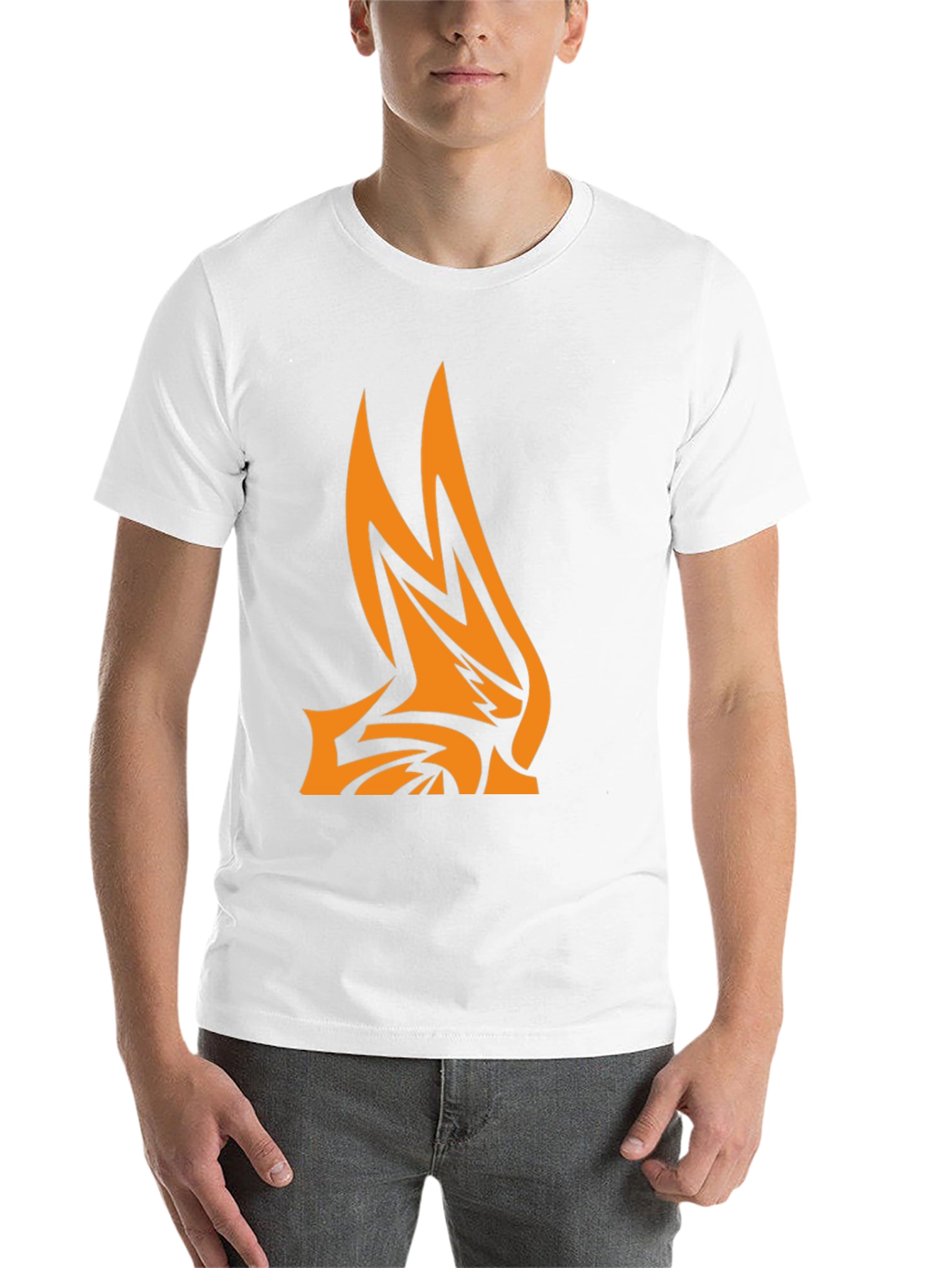 Black Men's Black Graphic Tee - Abstract Flame Design view 14