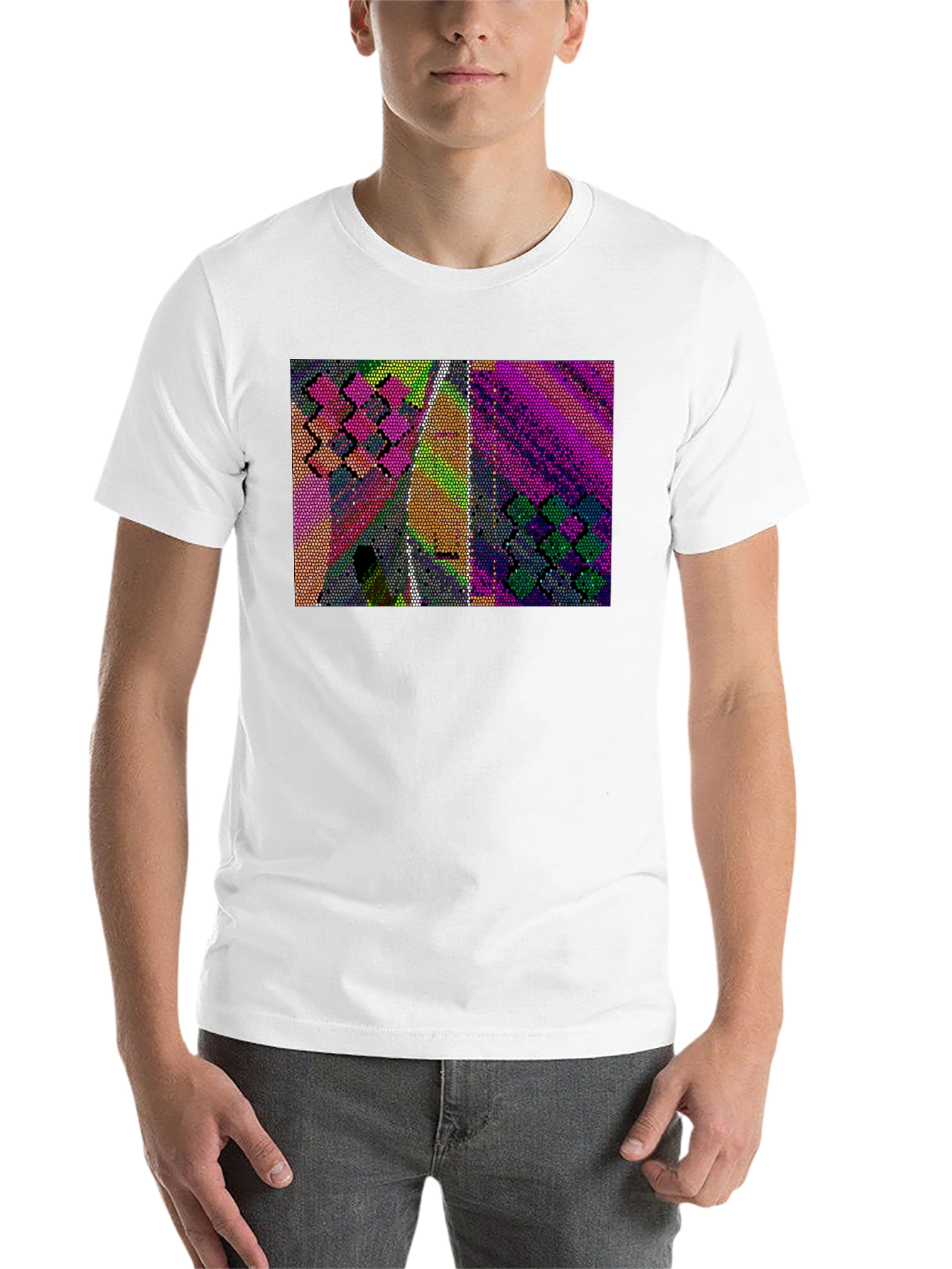 Black Abstract Mosaic T-Shirt view 14