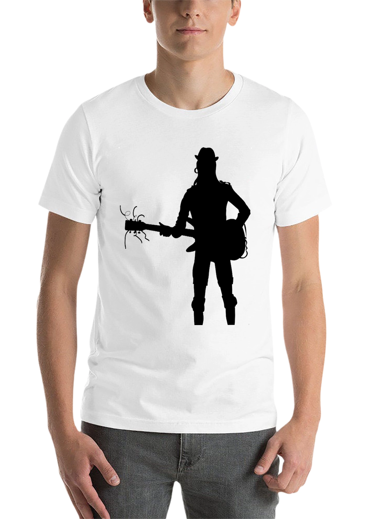 Black Silhouette Guitarist Graphic Tee - Black view 14