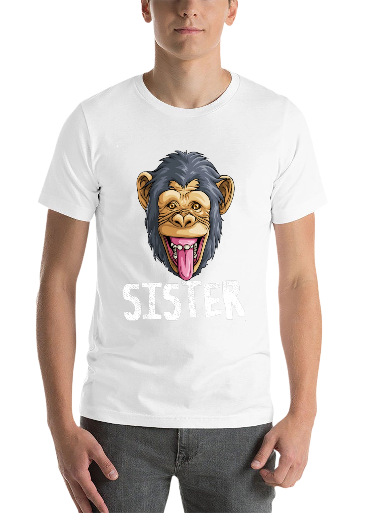 Black Sister Monkey Graphic T-Shirt - Fun & Unique! view 14