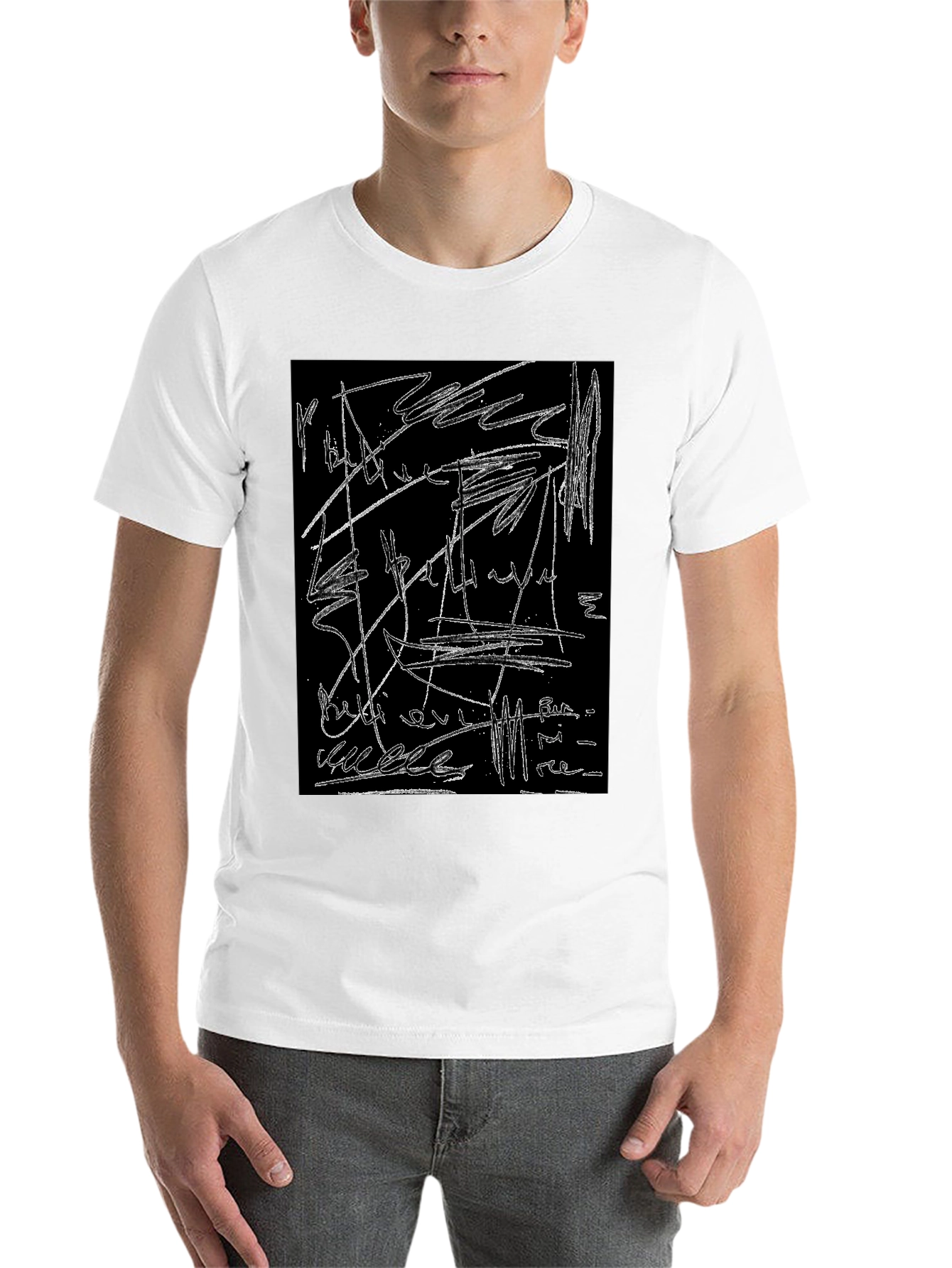 Black Abstract Scribble Graphic Black T-Shirt view 14
