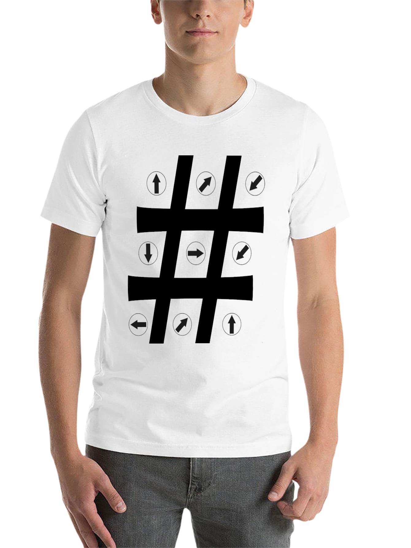 Black Arrow Direction Hashtag Graphic T-Shirt view 14