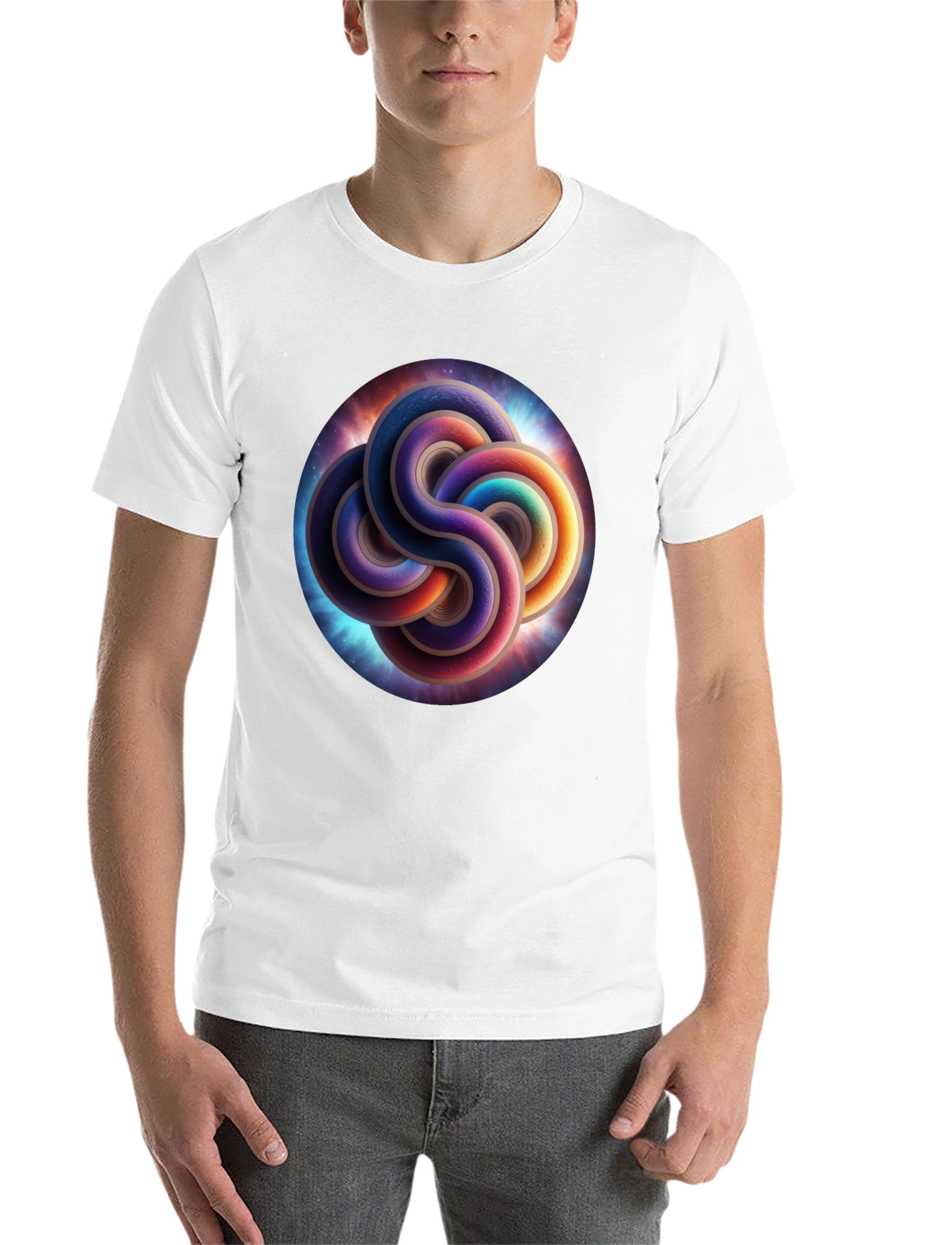 Black Cosmic Knot T-Shirt - Black, Unique Design view 14