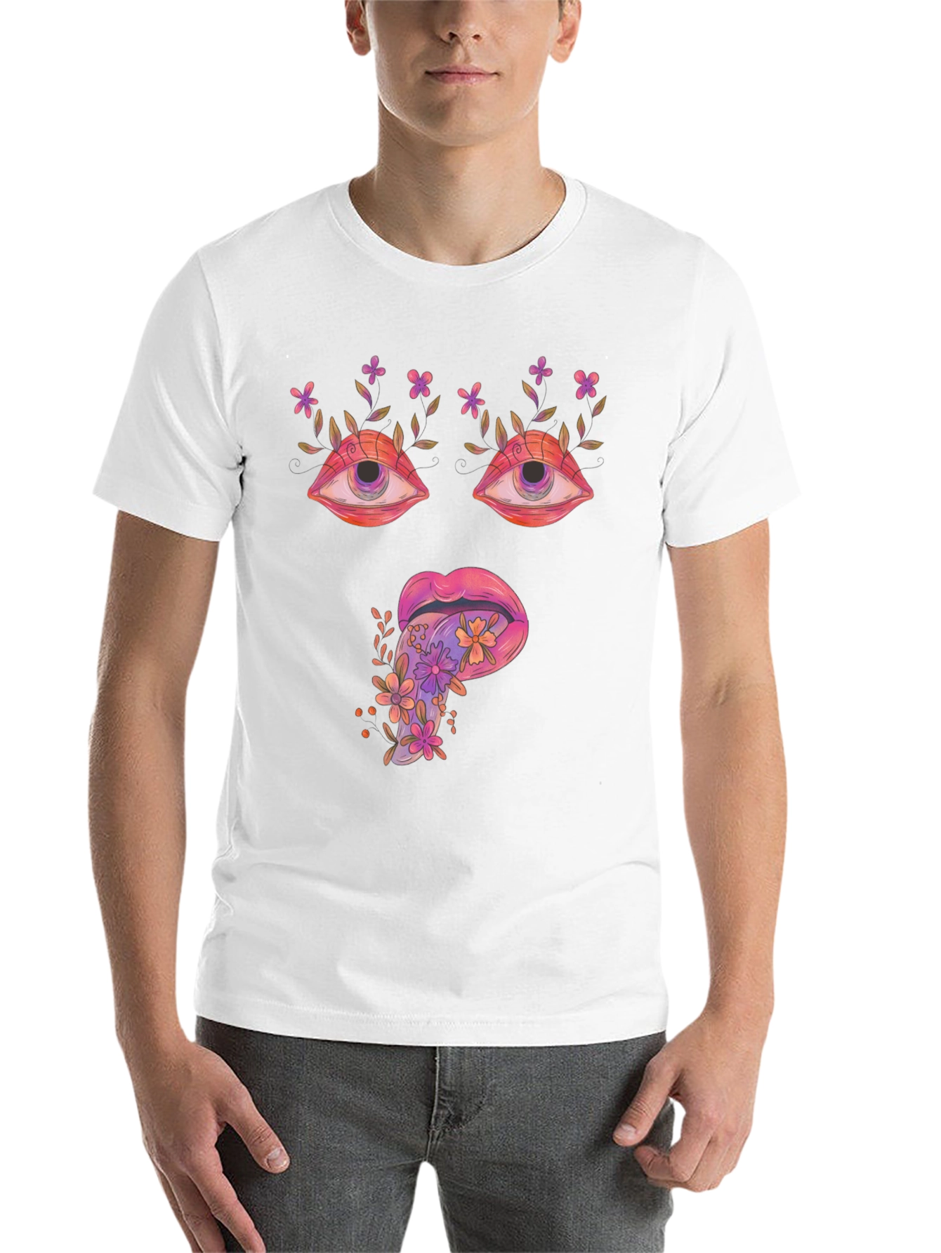 Black Psychedelic Eyes & Tongue Graphic T-Shirt - Black view 14