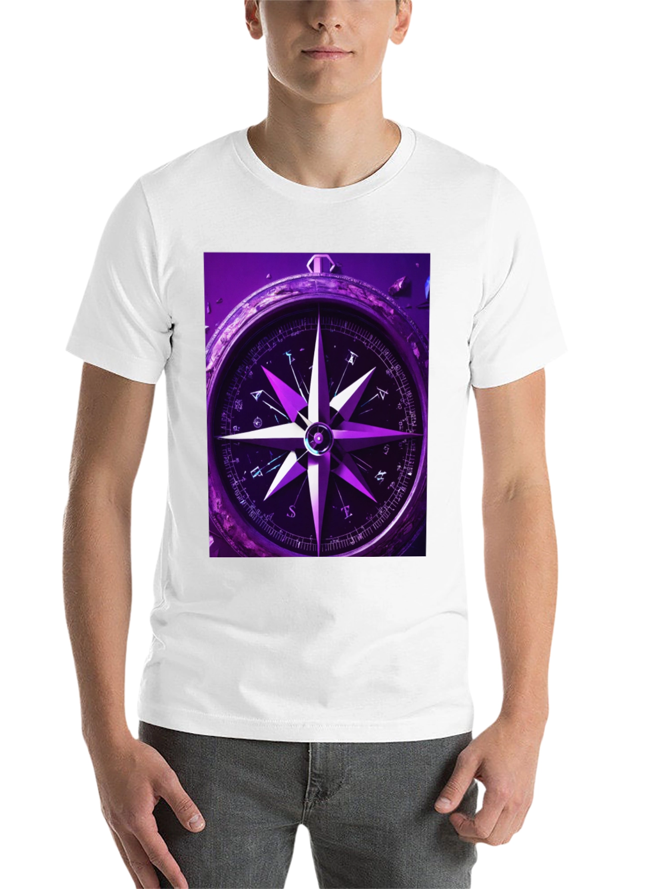 Black Compass Graphic T-Shirt - Black Cotton Tee view 14