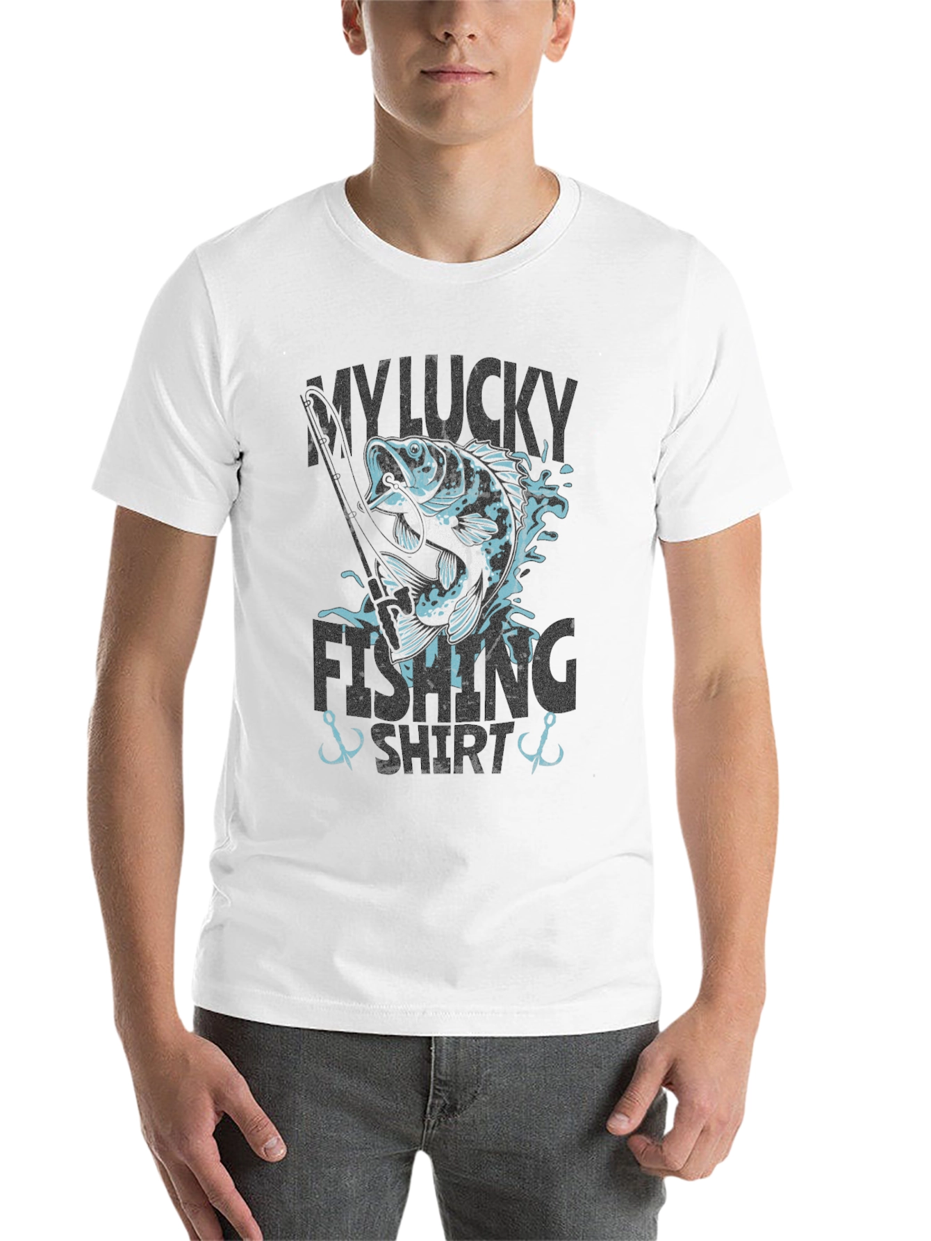Black My Lucky Fishing Shirt - Graphic Tee for Anglers view 14