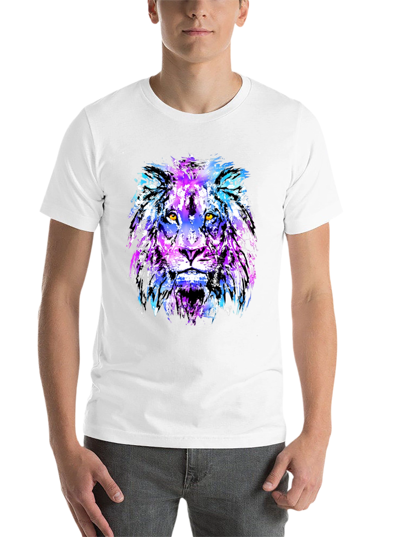 Black Vivid Lion Graphic Tee - Men's Black T-Shirt view 14