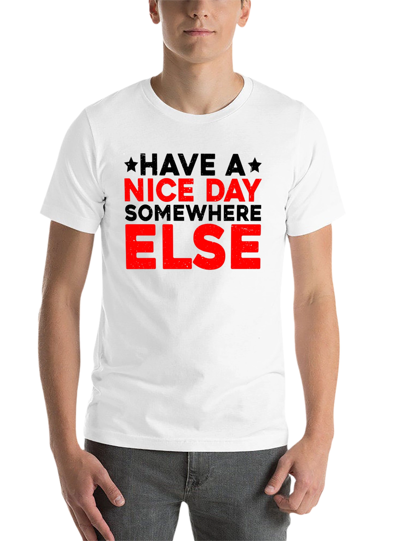Black Have a Nice Day Elsewhere T-Shirt - Black Humor Tee view 14
