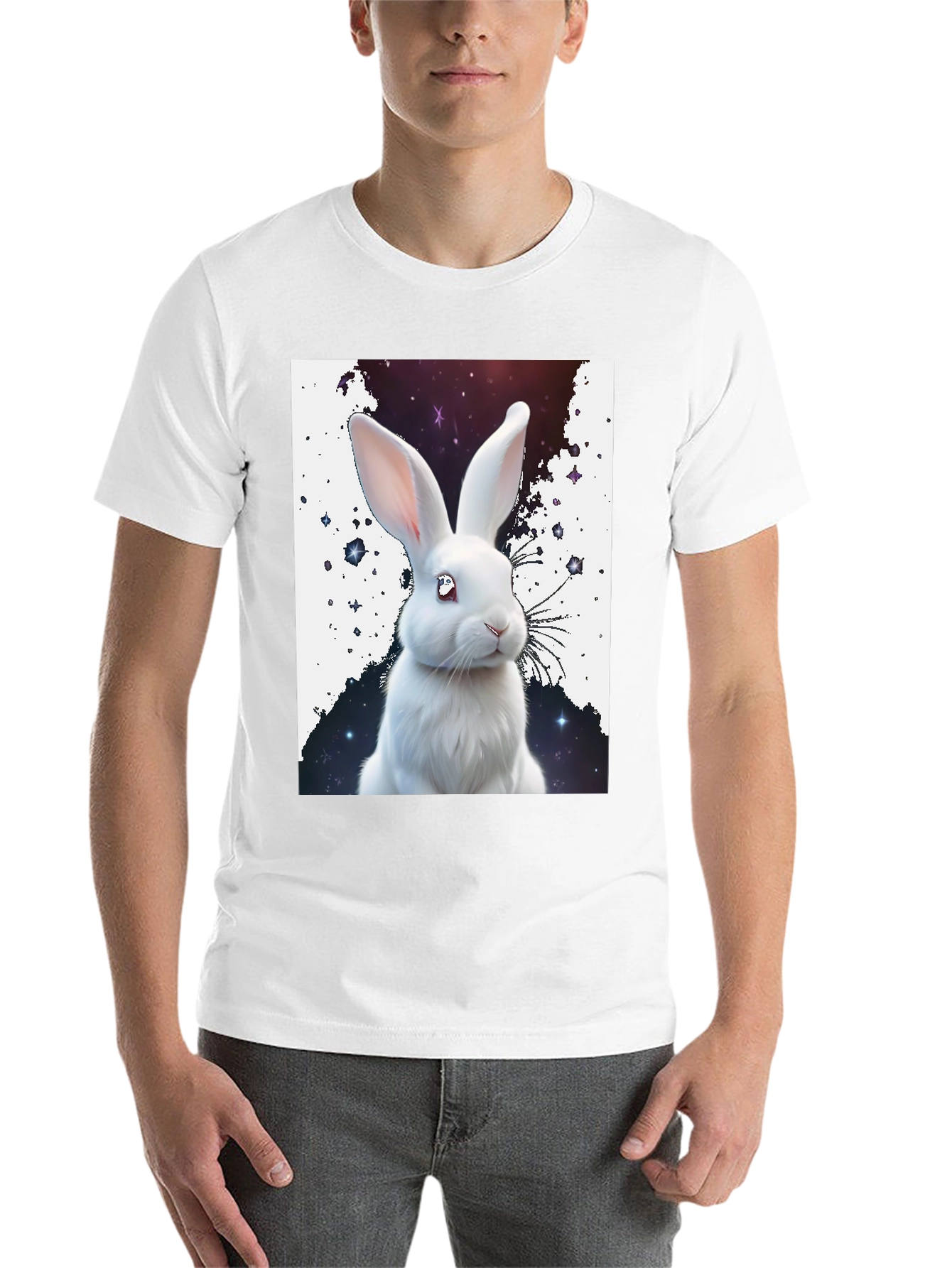 Black Cosmic Bunny T-Shirt - Unique Galaxy Rabbit Design view 14