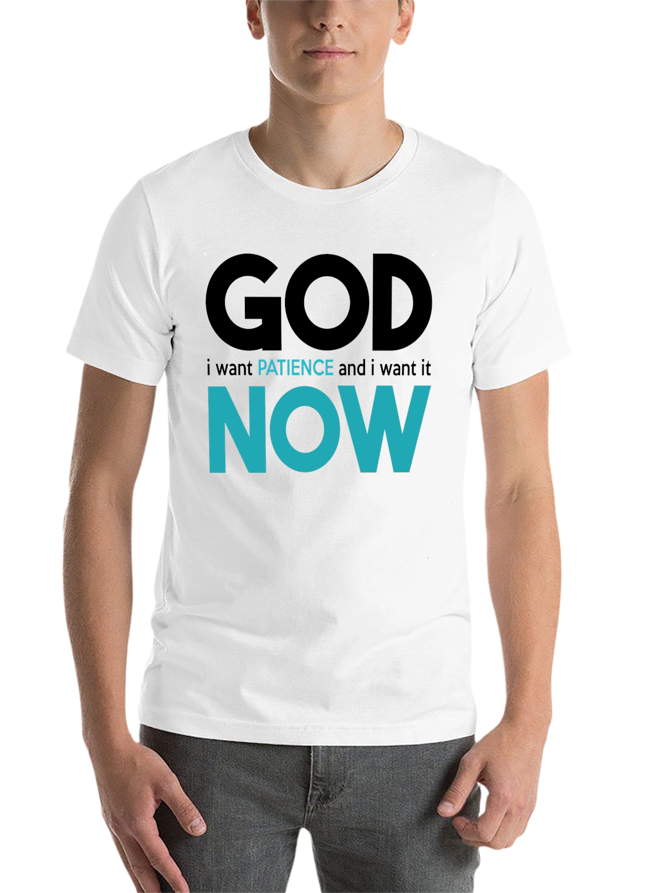 Black God Patience Now T-Shirt - Funny Sarcastic Graphic Tee view 14