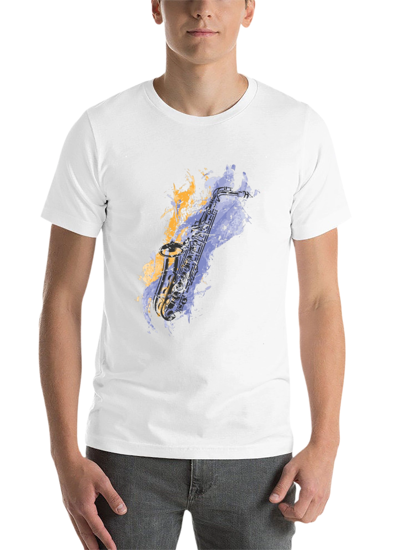 Black Saxophone Graphic T-Shirt - Cool Musician Tee view 14