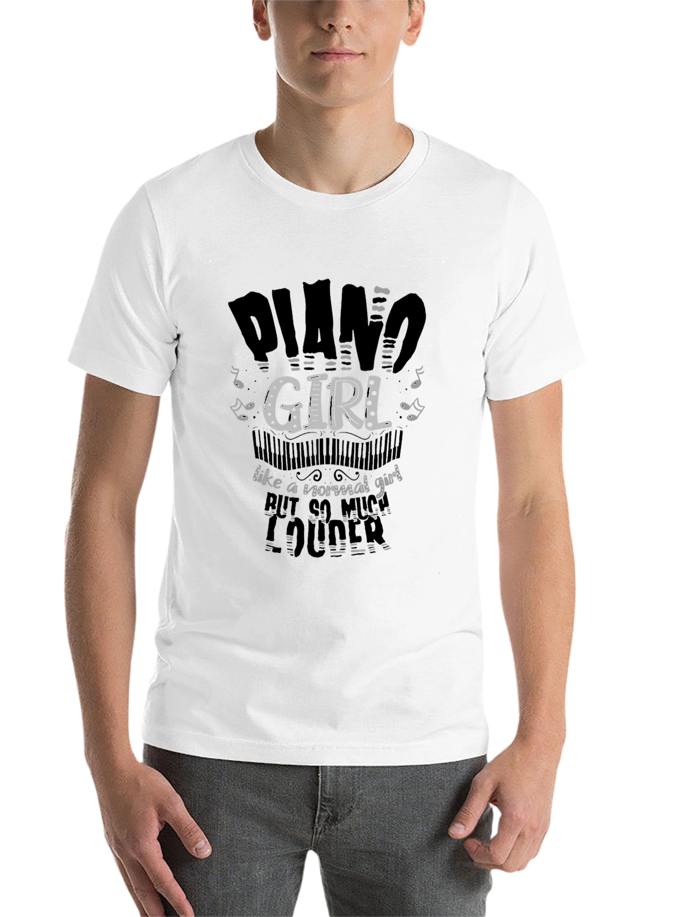 Black Piano Girl T-Shirt - Musical Humor Tee view 14