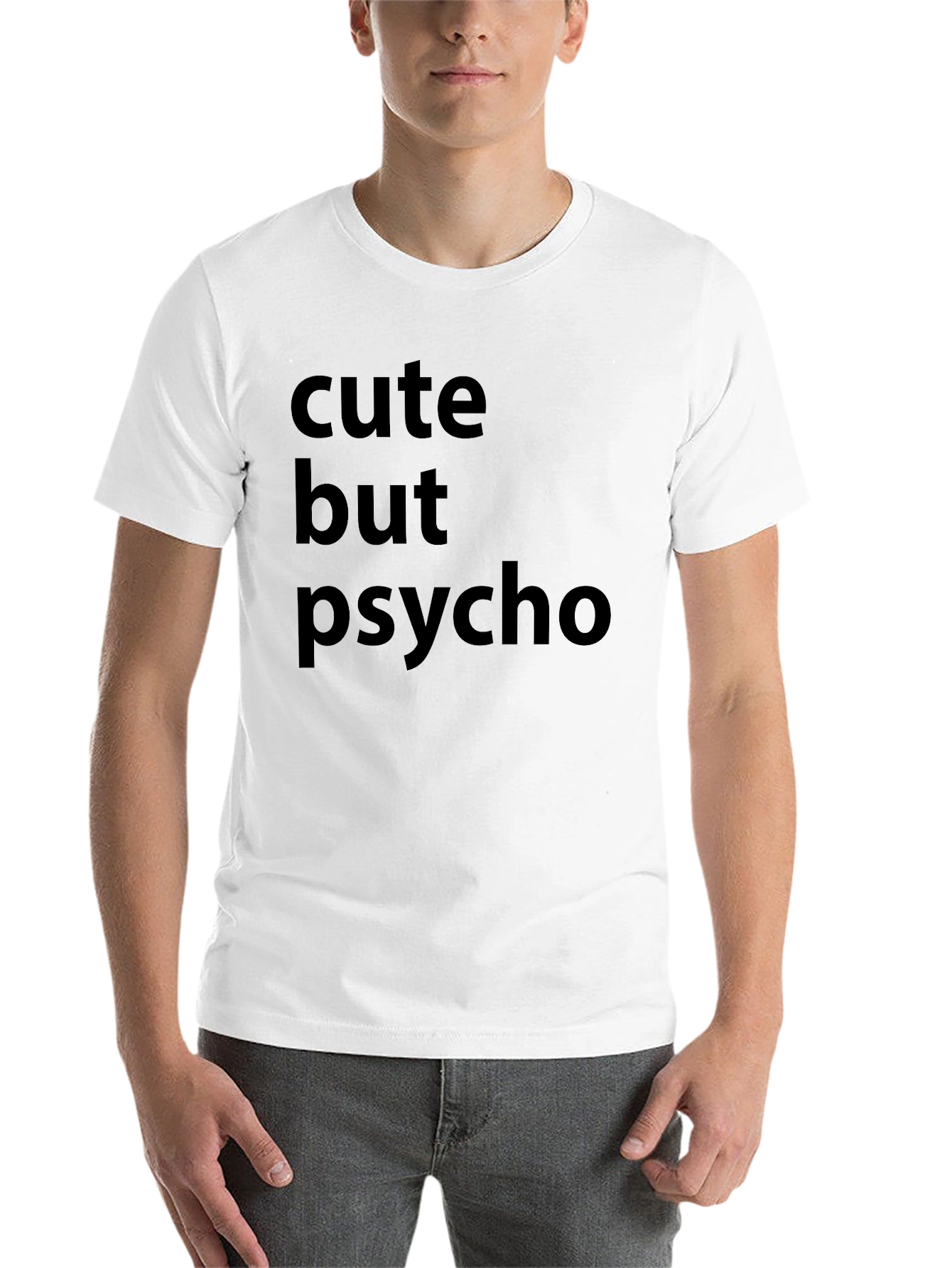 Black Cute But Psycho Black Graphic T-Shirt view 14