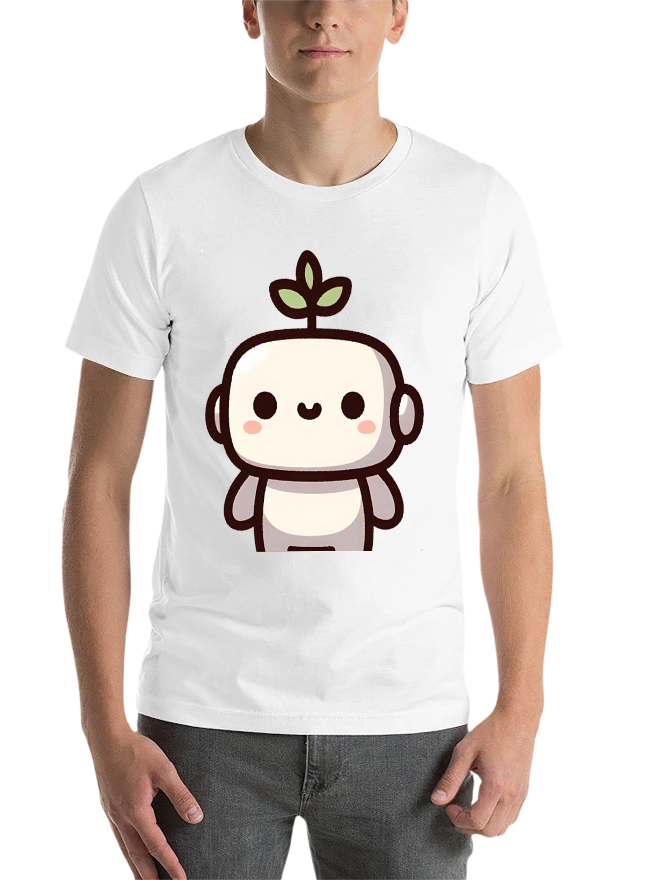 Black Cute Robot Plant Graphic T-Shirt view 14