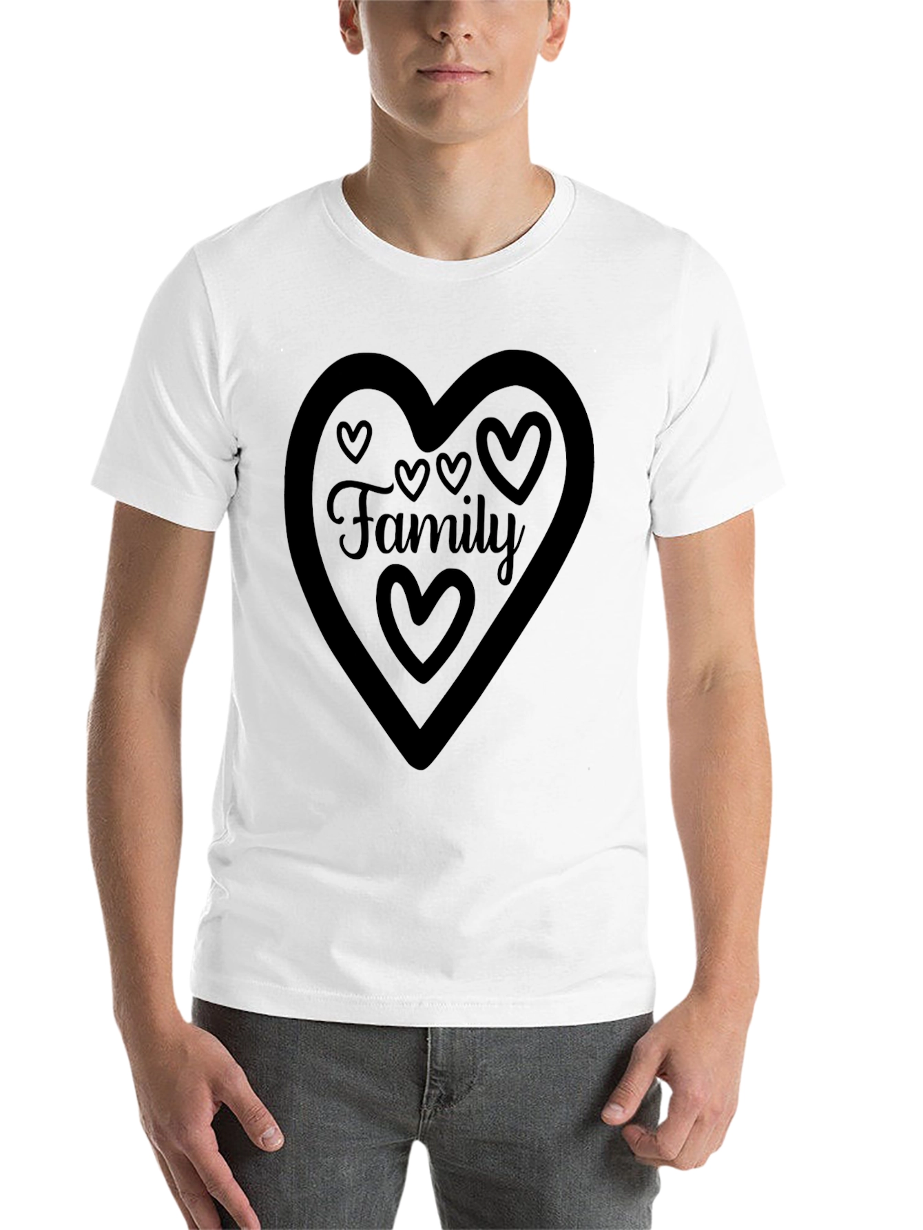 Black Family Heart Graphic Tee - Black Crew Neck Shirt view 14