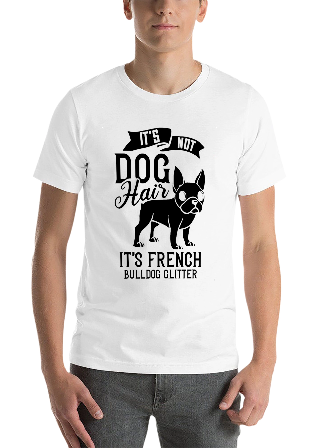 Black Funny French Bulldog Glitter T-Shirt view 14