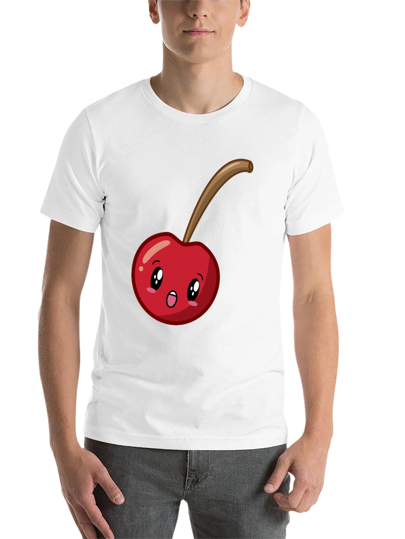 Black Cute Cherry Cartoon Graphic T-Shirt - Black view 14