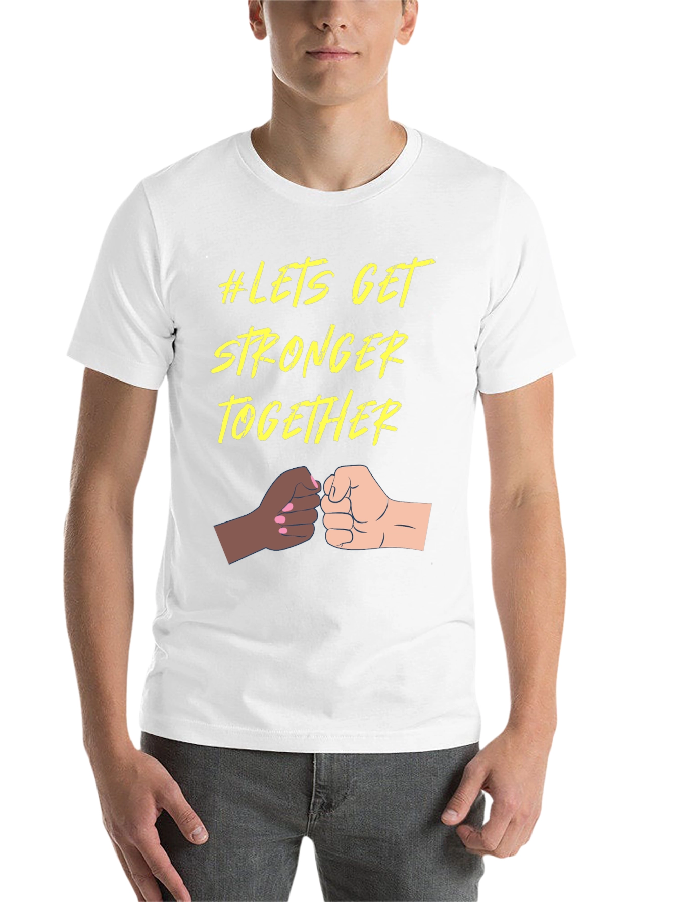 Black Let's Get Stronger Together Unisex T-Shirt view 14