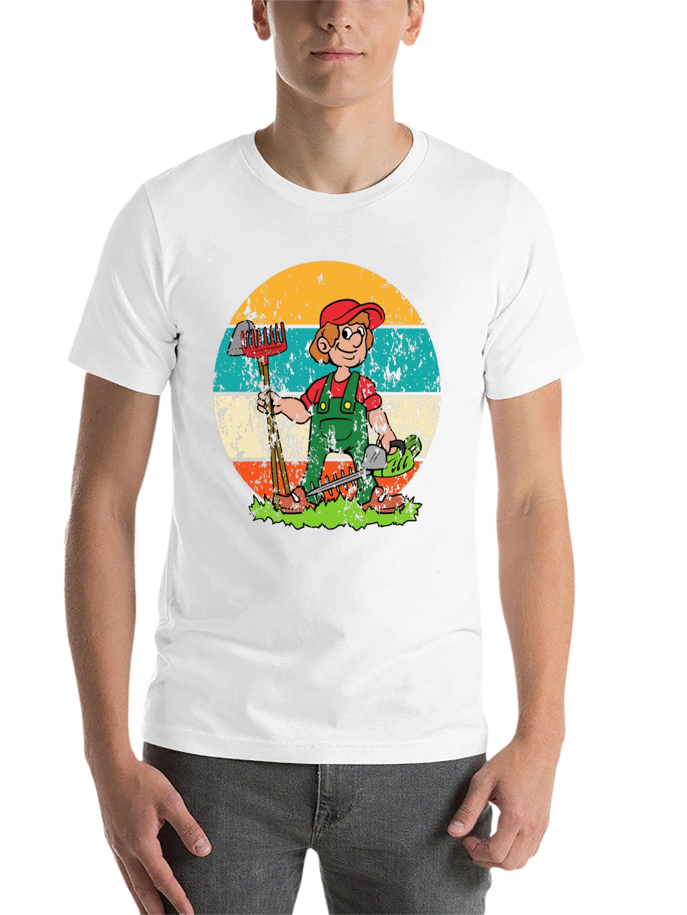 Black Gardener Cartoon Graphic T-Shirt - Unisex view 14