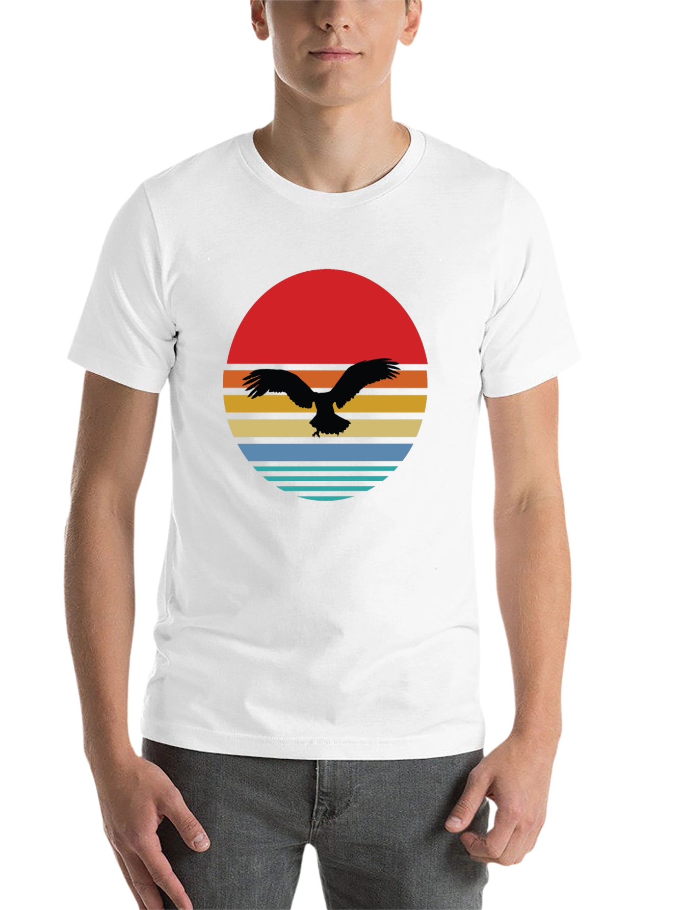 Retro Eagle Sunset Graphic Tee - 14