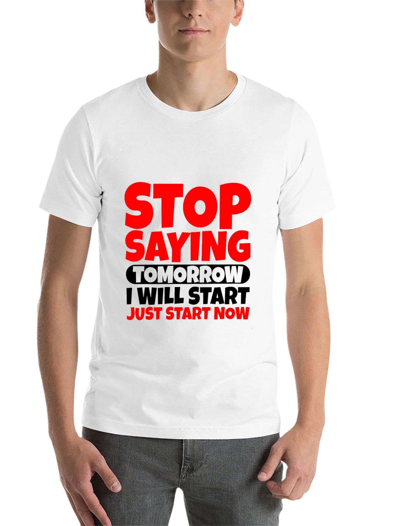 Black Motivational Graphic Tee - Stop Saying Tomorrow view 14