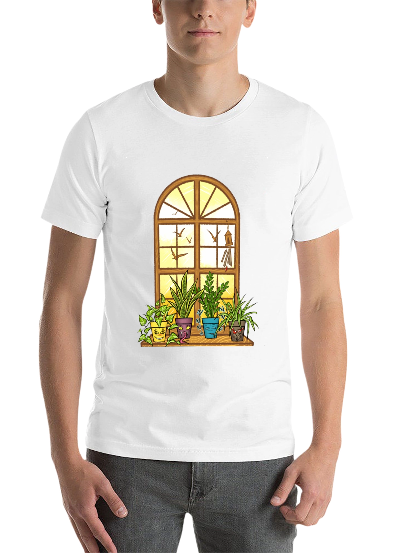Black Men's Novelty Potted Plants Graphic T-Shirt view 14