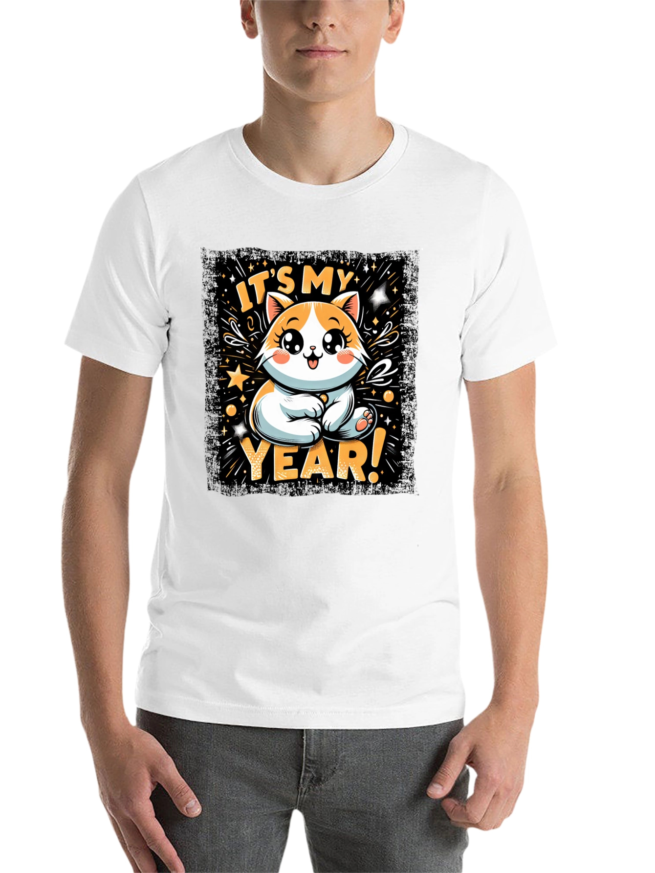 Black Cute Cat Year T-Shirt view 14