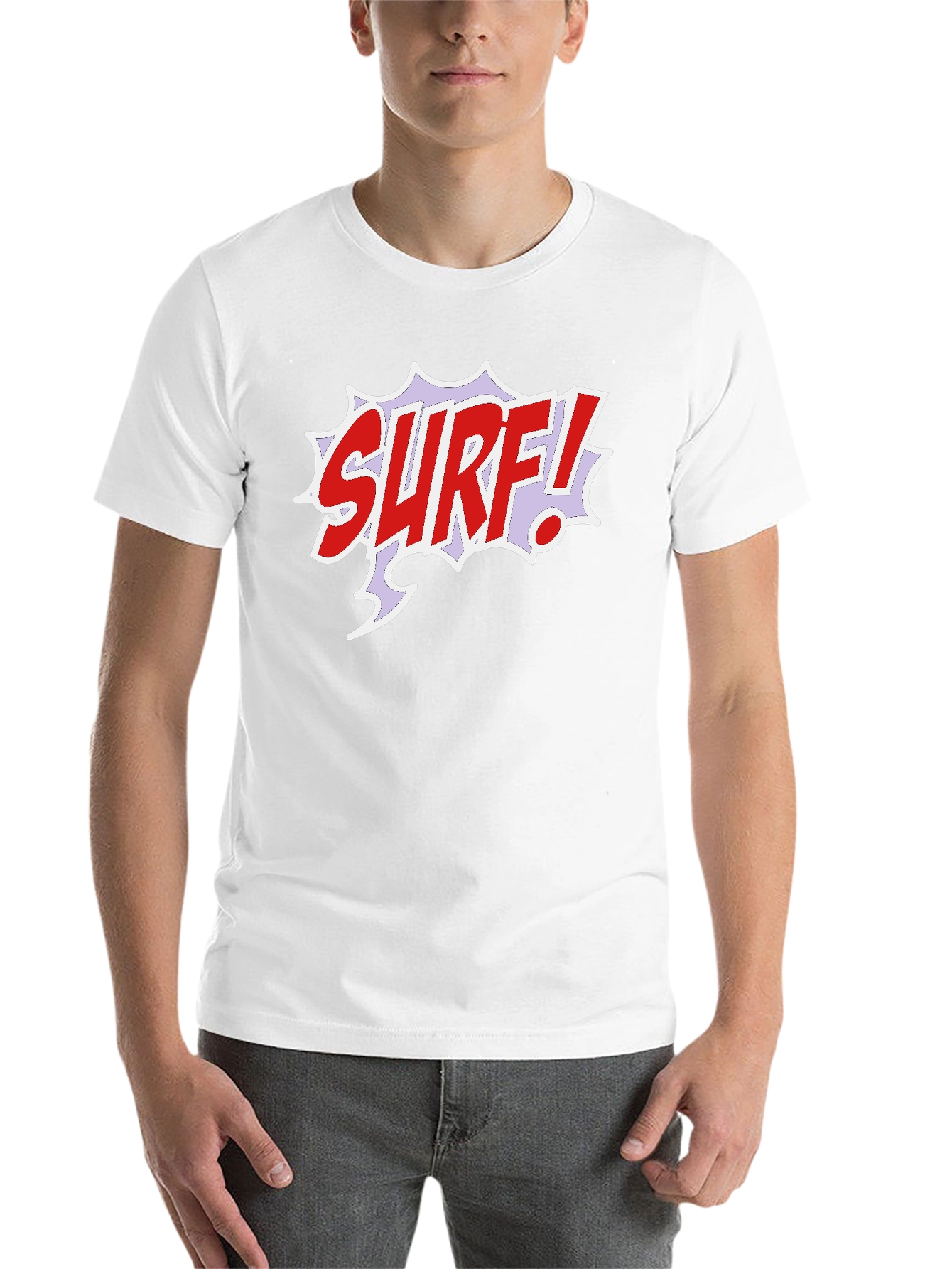 Black Surf Comic Style Black T-Shirt view 14