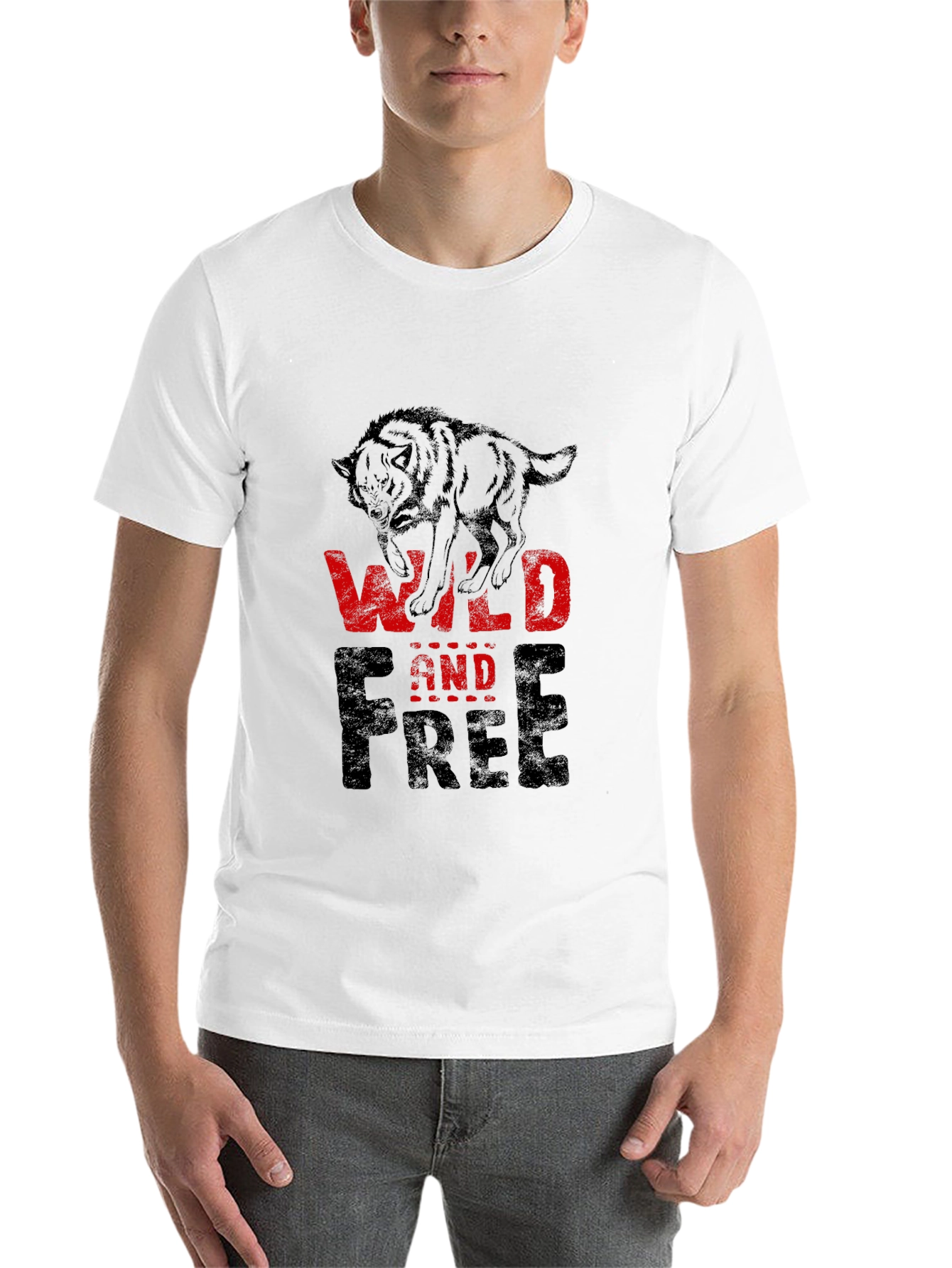 Black Wild and Free Wolf Graphic T-Shirt view 14
