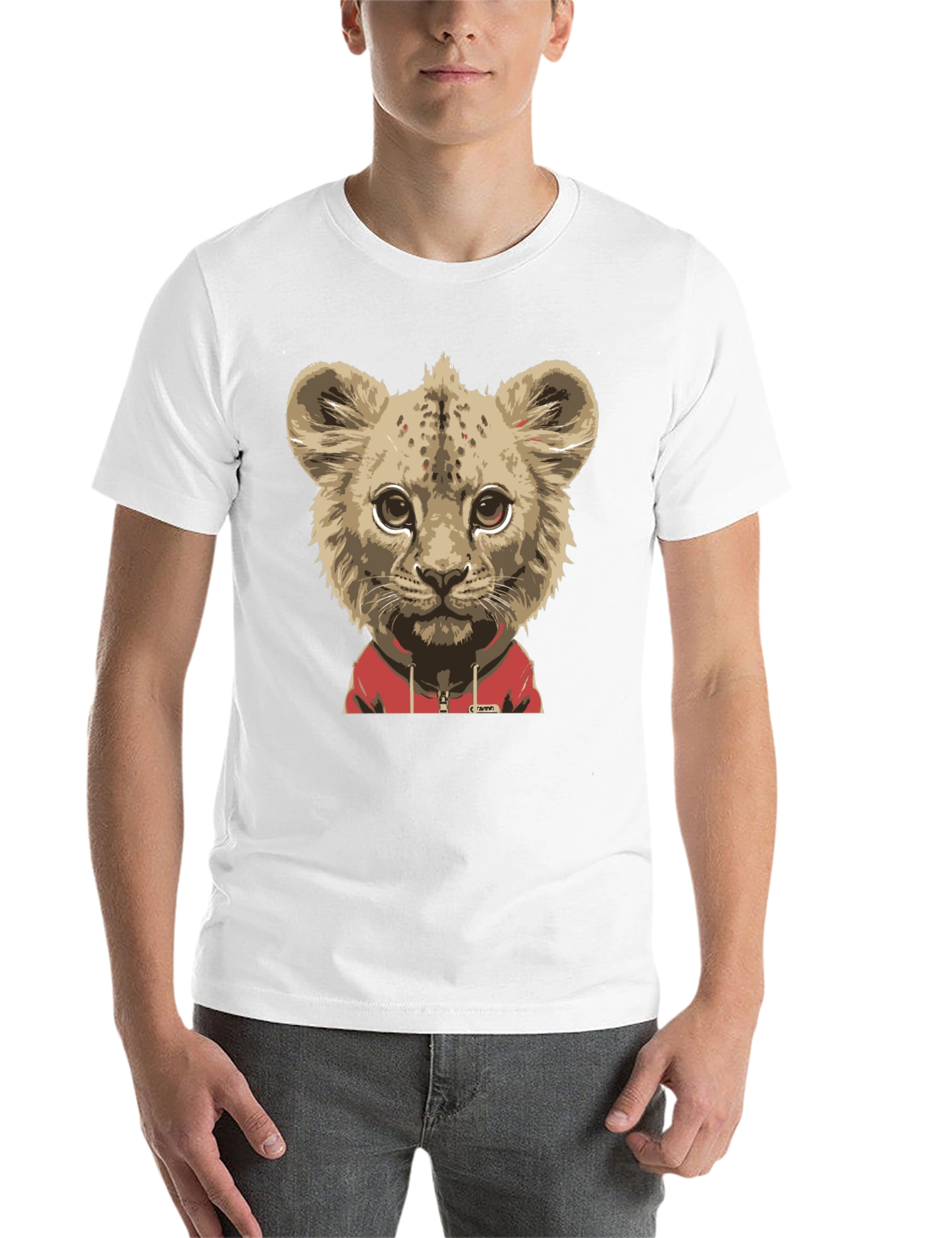Black Lion Cub Hoodie T-Shirt - Cool Animal Tee view 14