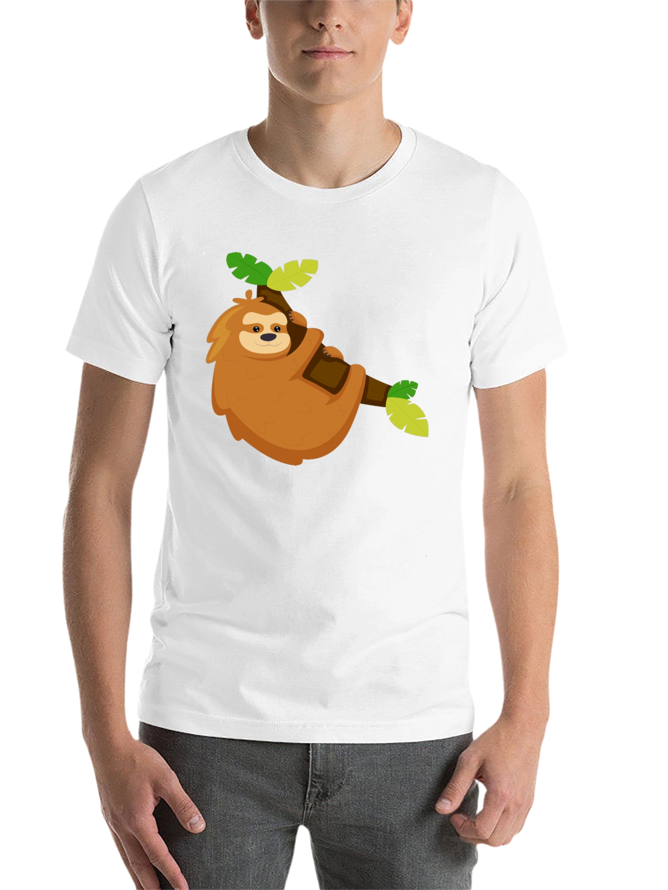Black Cute Sloth Graphic Tee - Relaxed & Fun view 14