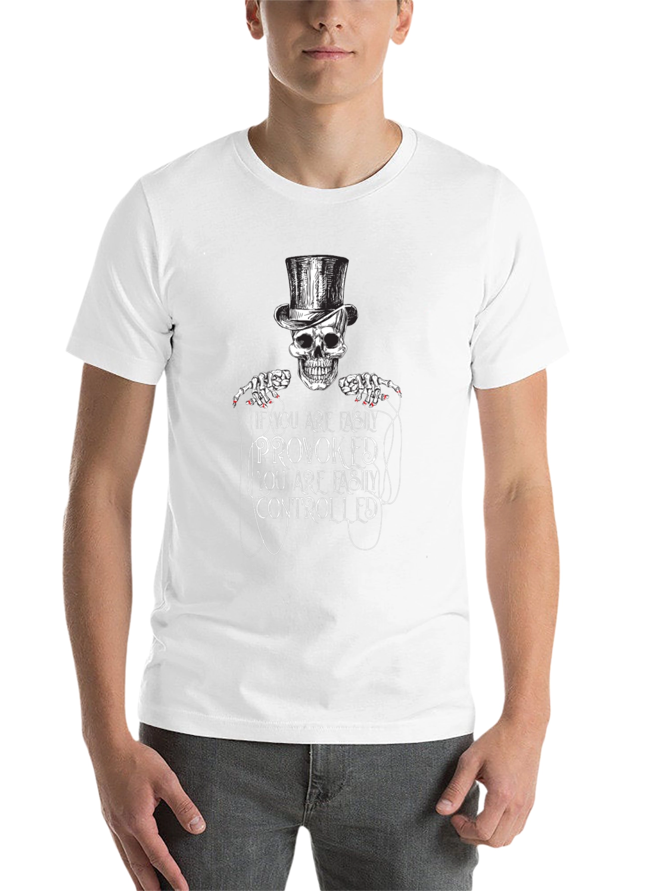 Black Provoked Controlled Skeleton Top Hat Graphic Tee - Black view 14